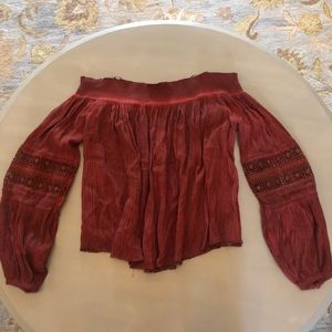 Burnt Orange Off The Shoulder Top